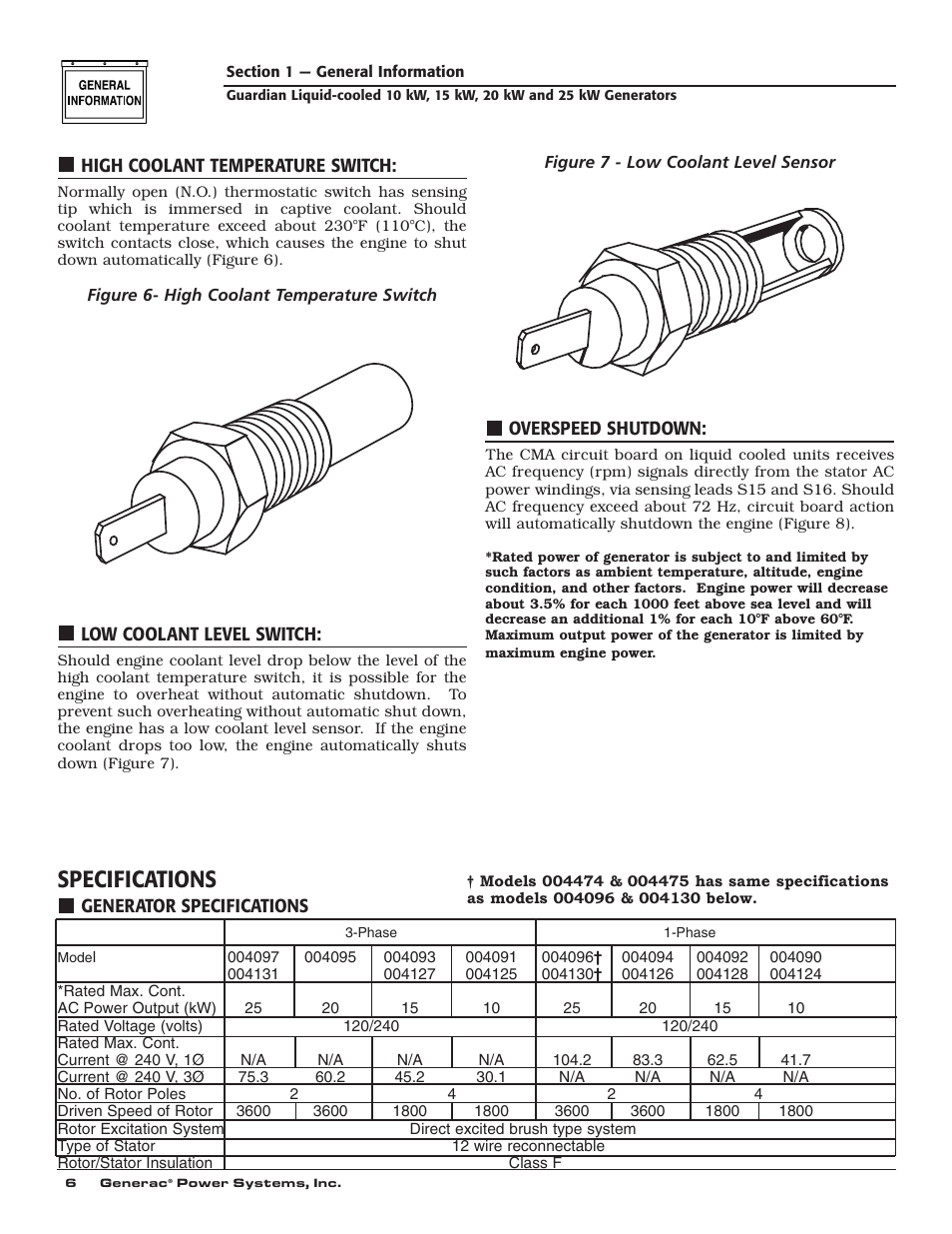 Specifications | Generac 004090-2 User Manual | Page 8 / 52