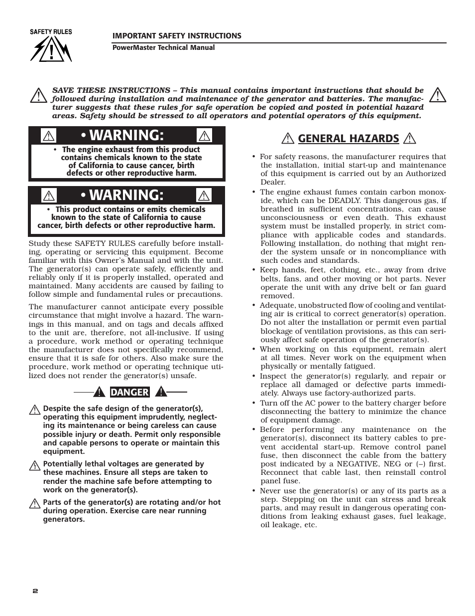 Warning | Generac Generator User Manual | Page 4 / 16