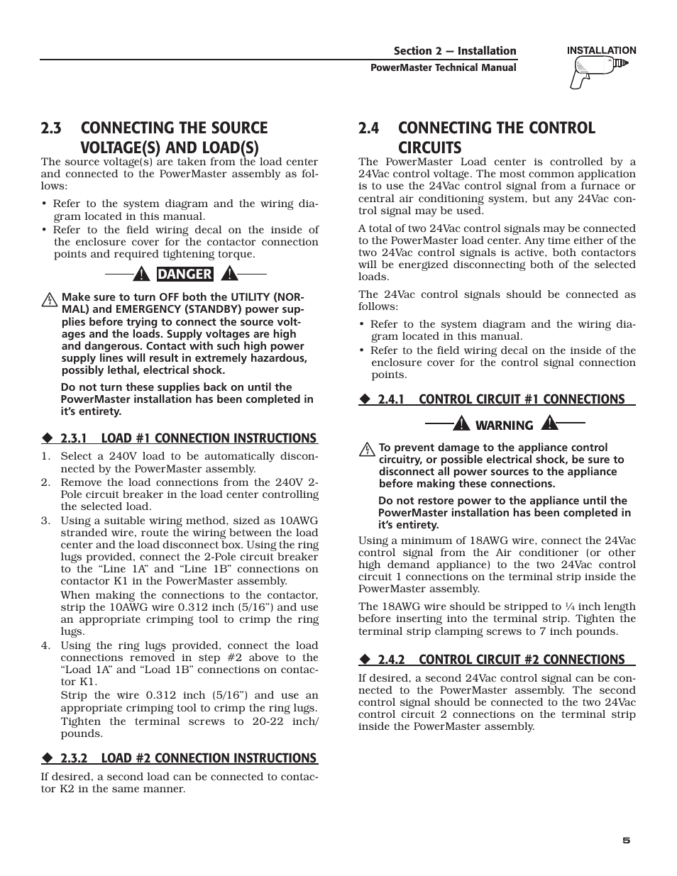 3 connecting the source voltage(s) and load(s), 4 connecting the control circuits | Generac Generator User Manual | Page 7 / 16