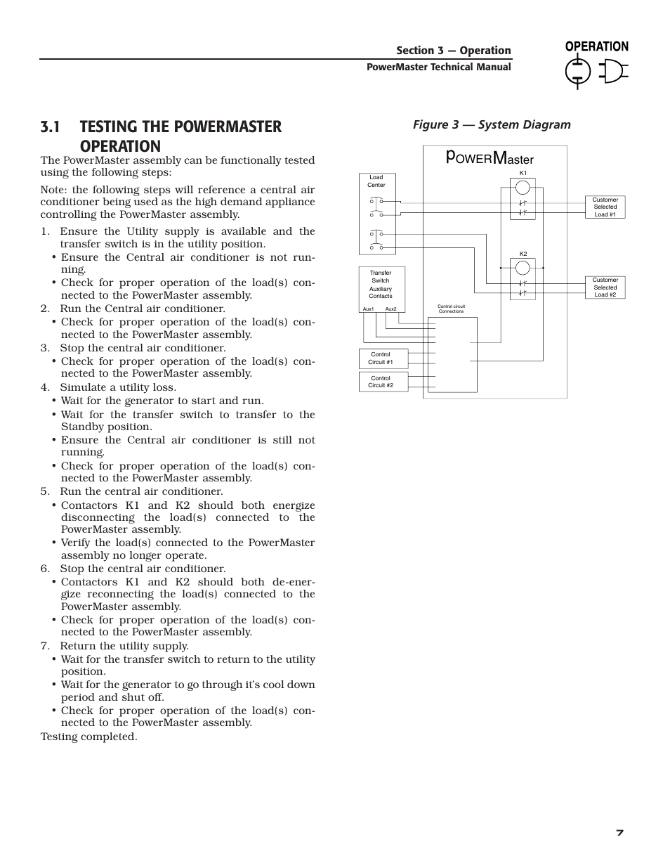 1 testing the powermaster operation, Figure 3 — system diagram | Generac Generator User Manual | Page 9 / 16