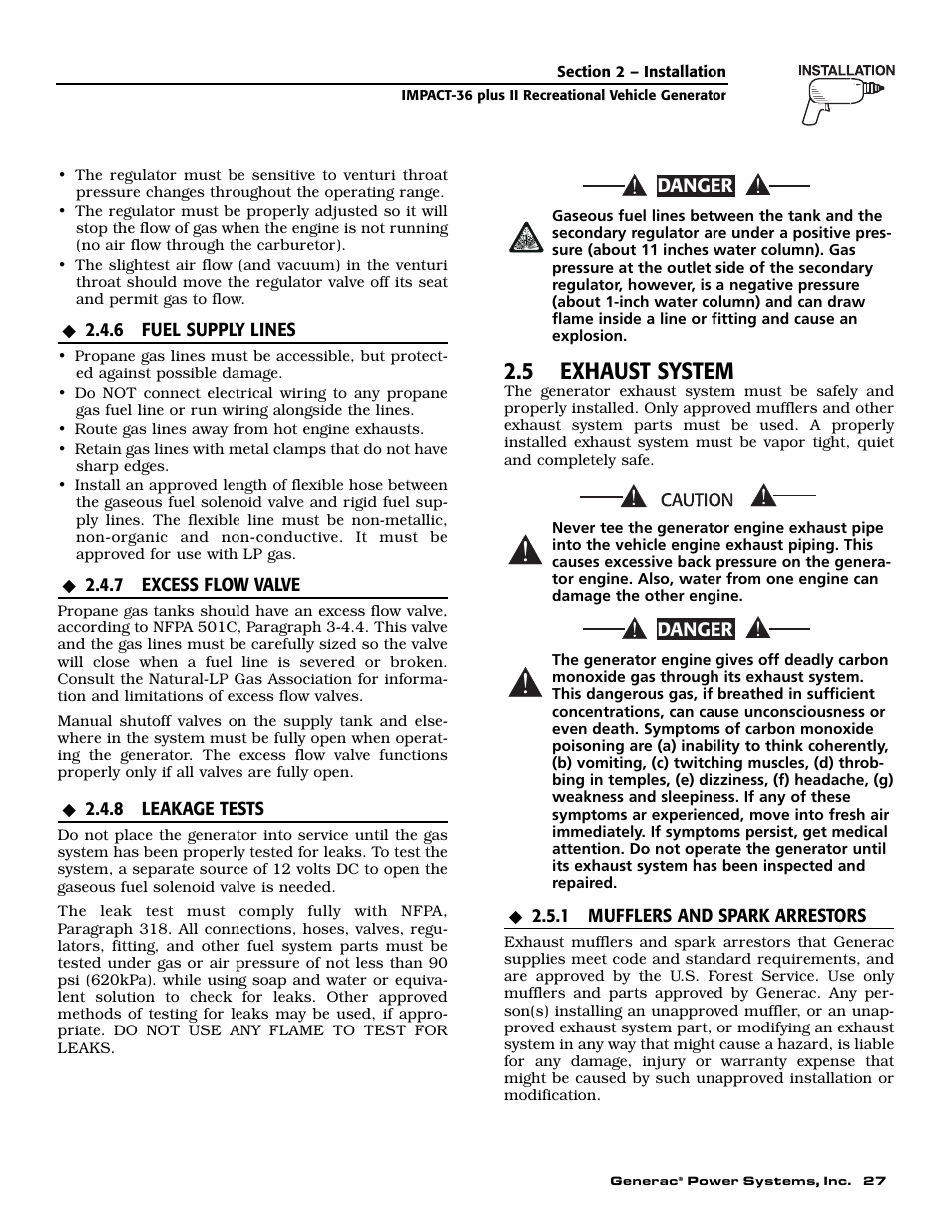 5 exhaust system | Generac 00941-4 User Manual | Page 29 / 52
