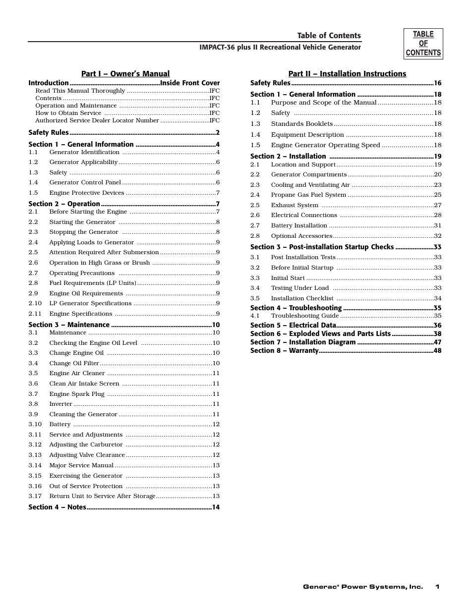Generac 00941-4 User Manual | Page 3 / 52