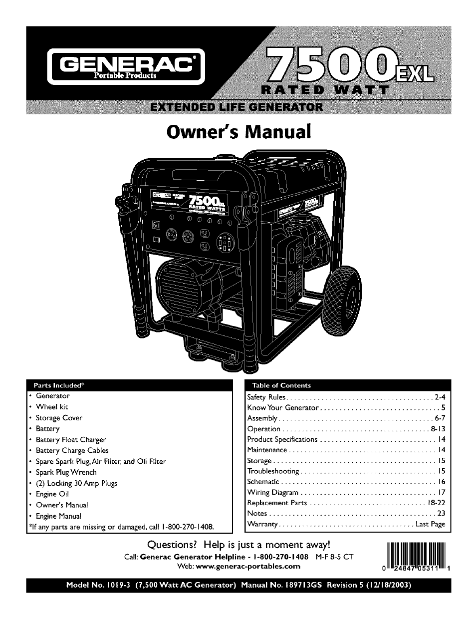 Generac 1019-3 User Manual | 24 pages