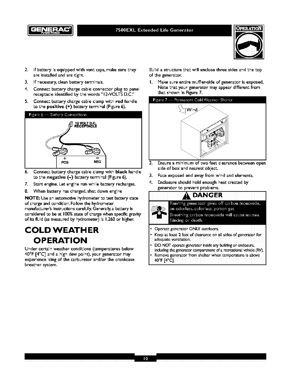 Cold weather operation | Generac 1019-3 User Manual | Page 10 / 24