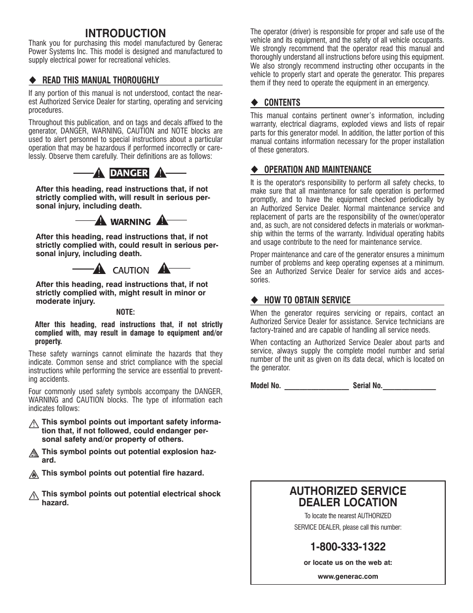 Generac PRIMEPACT 50 04164-3 User Manual | Page 2 / 60