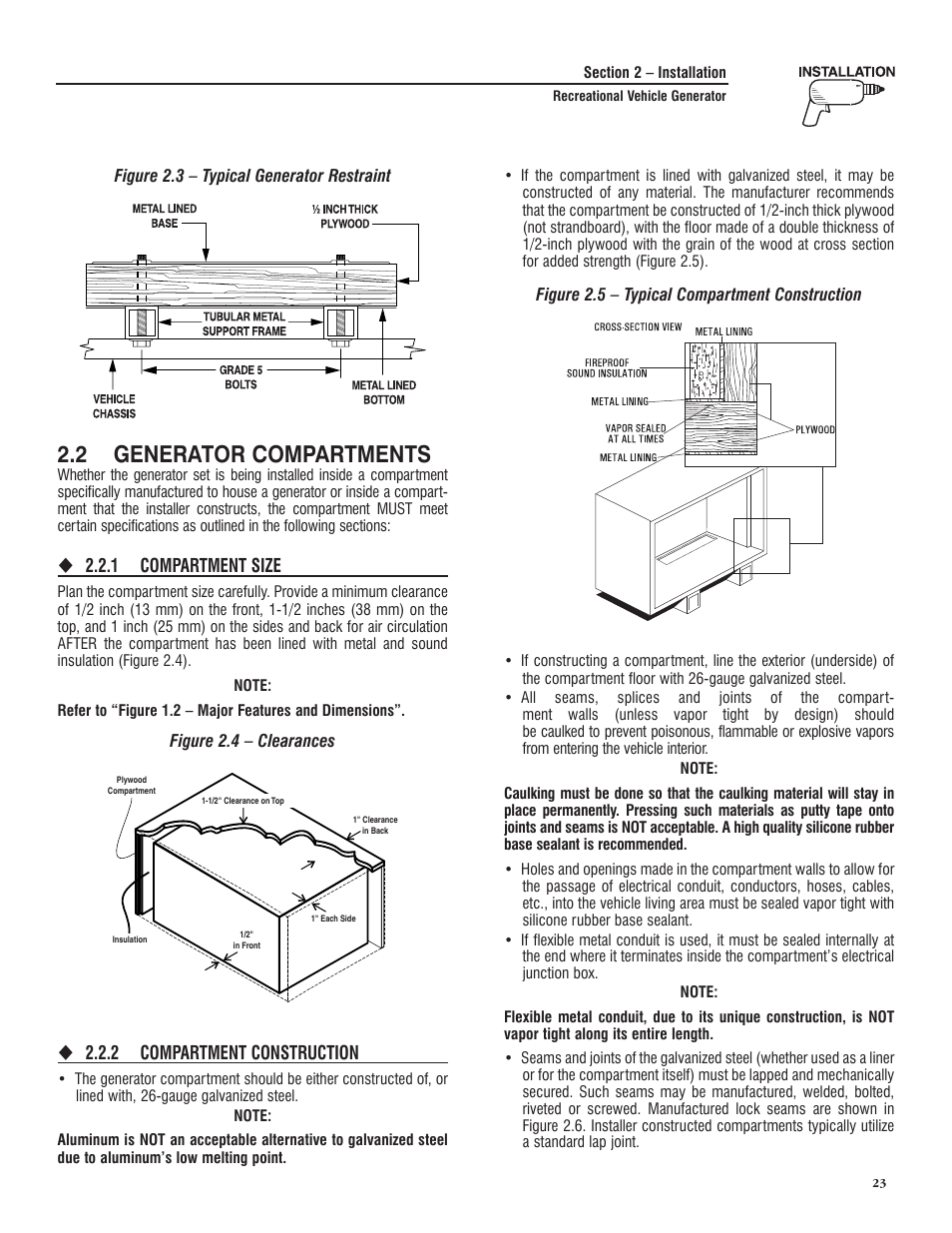 2 generator compartments | Generac PRIMEPACT 50 04164-3 User Manual | Page 25 / 60