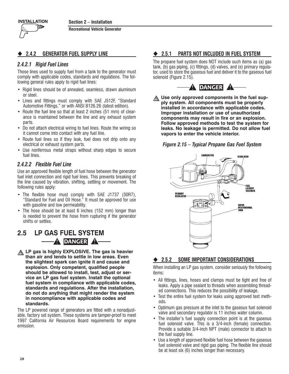 5 lp gas fuel system | Generac PRIMEPACT 50 04164-3 User Manual | Page 30 / 60