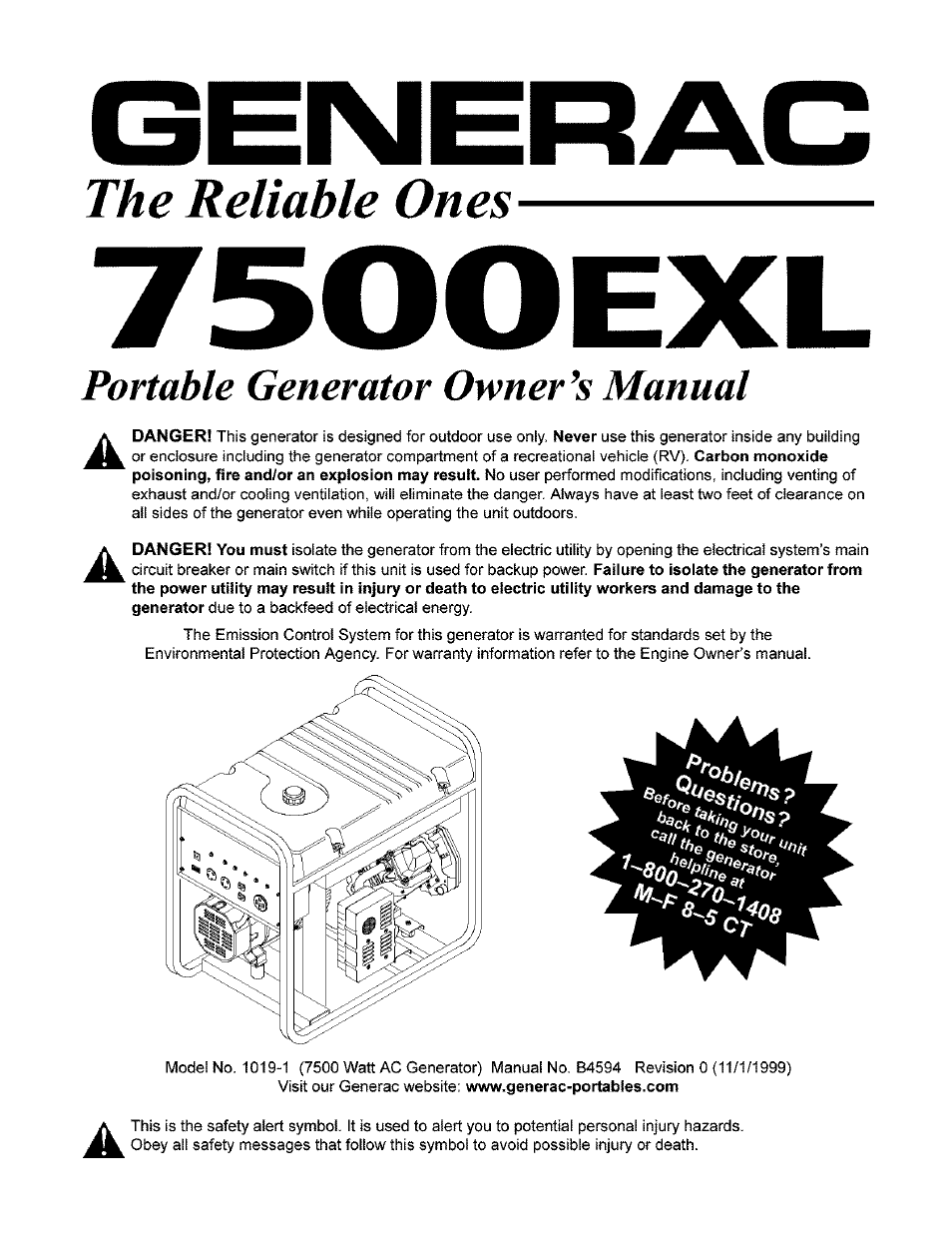 Generac 7500 User Manual | 20 pages