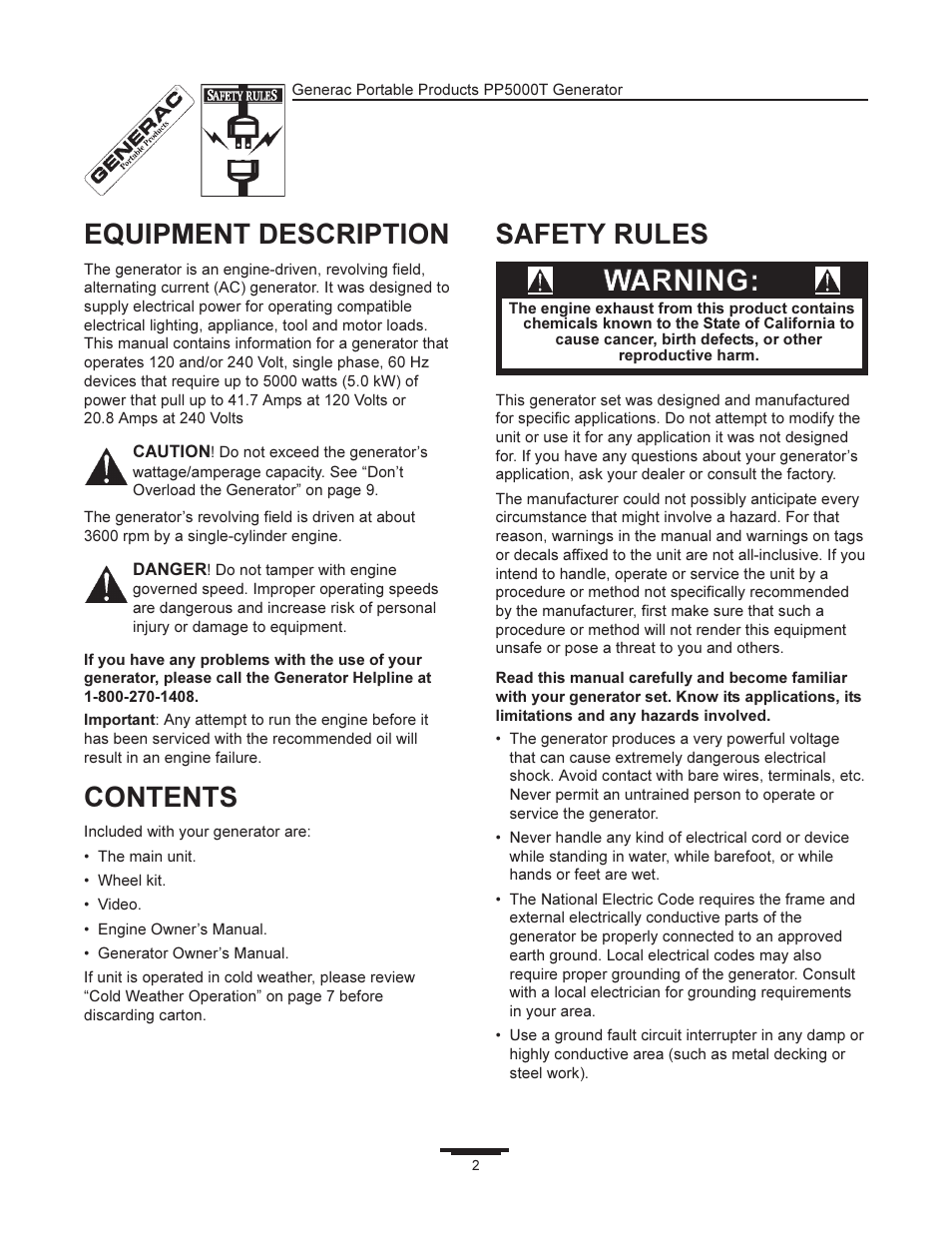 Generac 11400 User Manual | Page 2 / 16