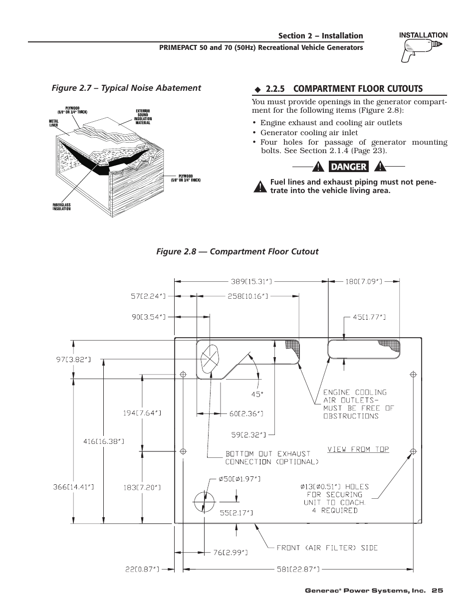 5 compartment floor cutouts | Generac 00784-2 User Manual | Page 27 / 52
