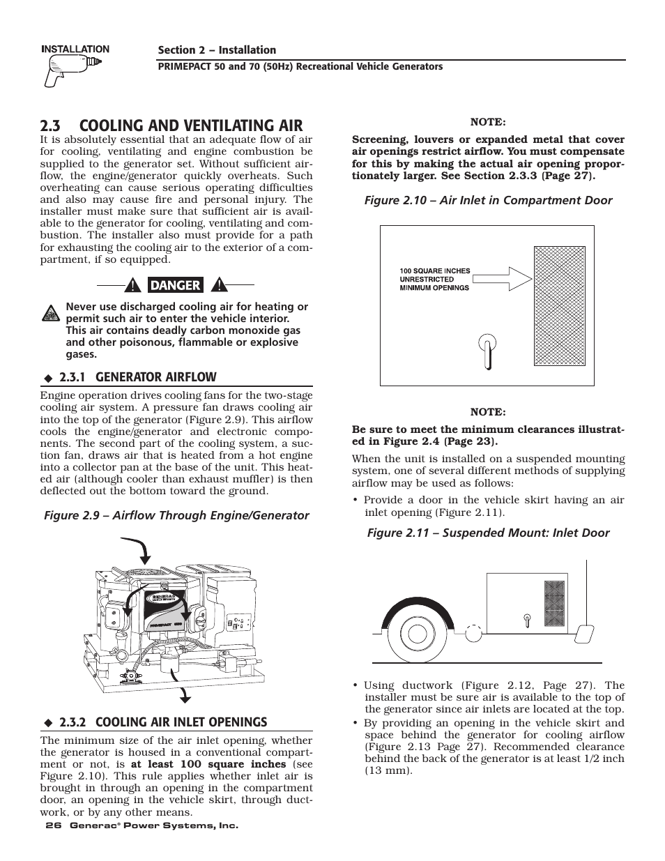 3 cooling and ventilating air | Generac 00784-2 User Manual | Page 28 / 52