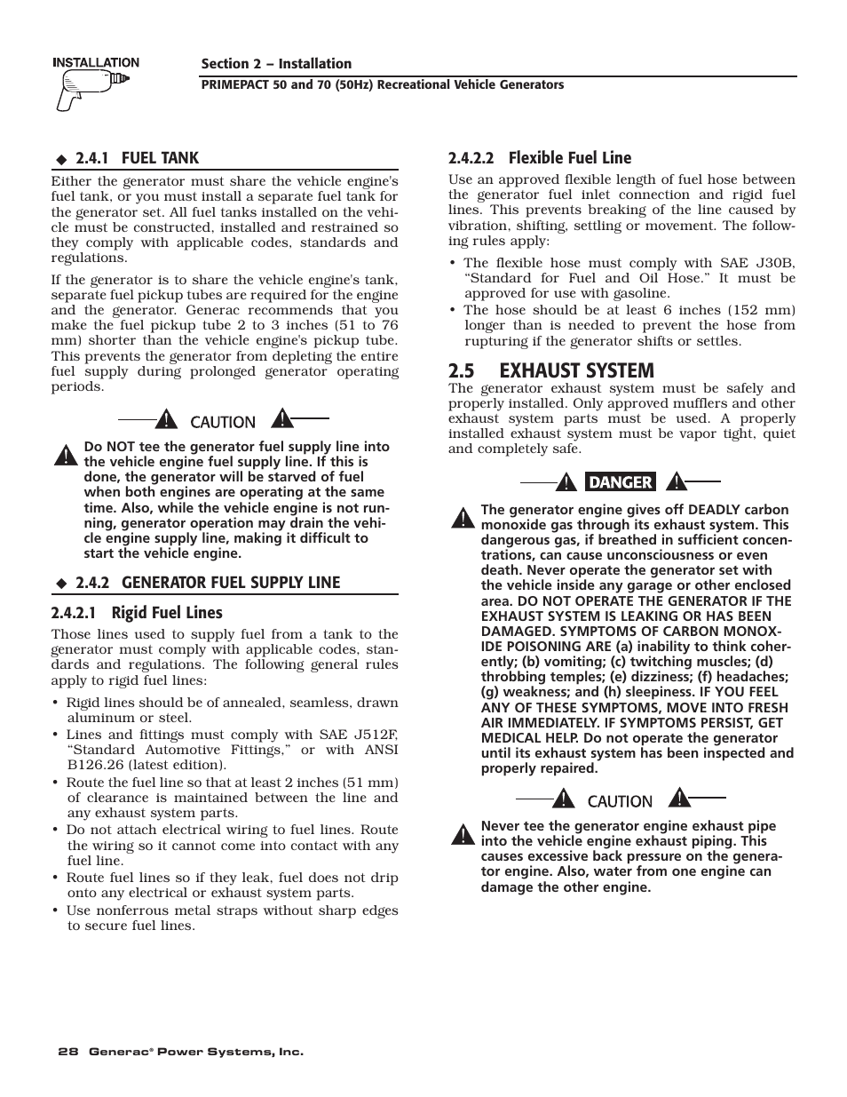 5 exhaust system | Generac 00784-2 User Manual | Page 30 / 52