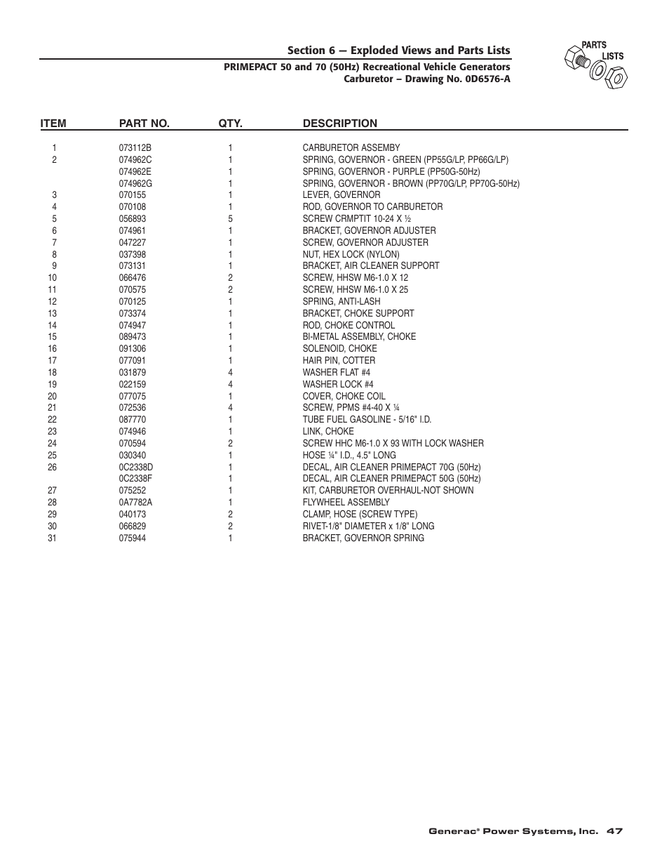 Generac 00784-2 User Manual | Page 49 / 52