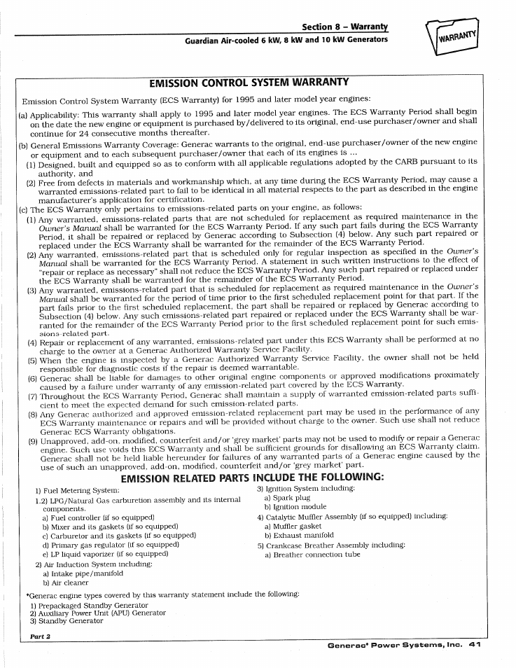 Generac DUARDIAN 04077-2 User Manual | Page 43 / 44