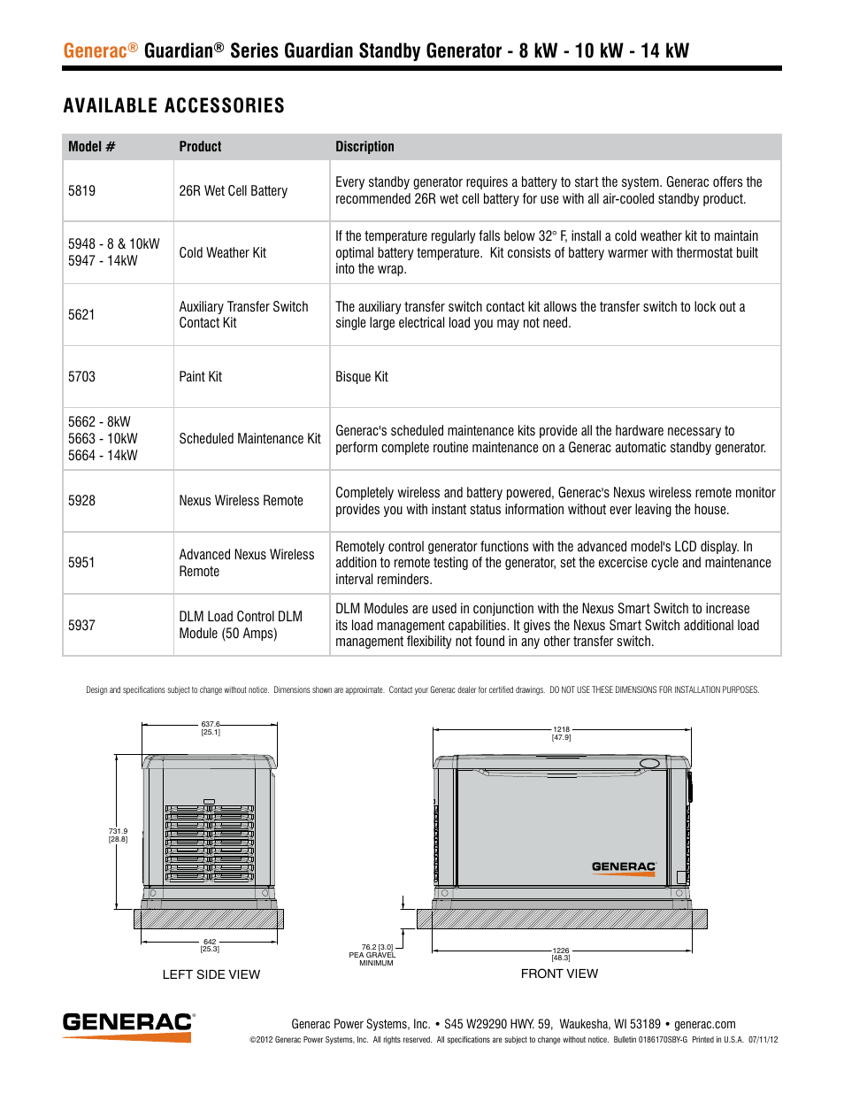 Generac, Guardian | Generac Guardian Series Standby Gas Engine Generators 005882-1 User Manual | Page 4 / 4