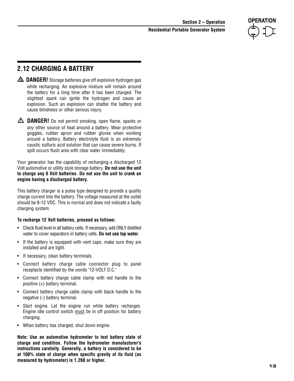 12 charging a battery ʒ | Generac 005308-0 User Manual | Page 15 / 48