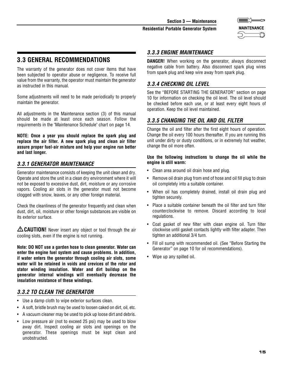 3 general recommendations | Generac 005308-0 User Manual | Page 17 / 48