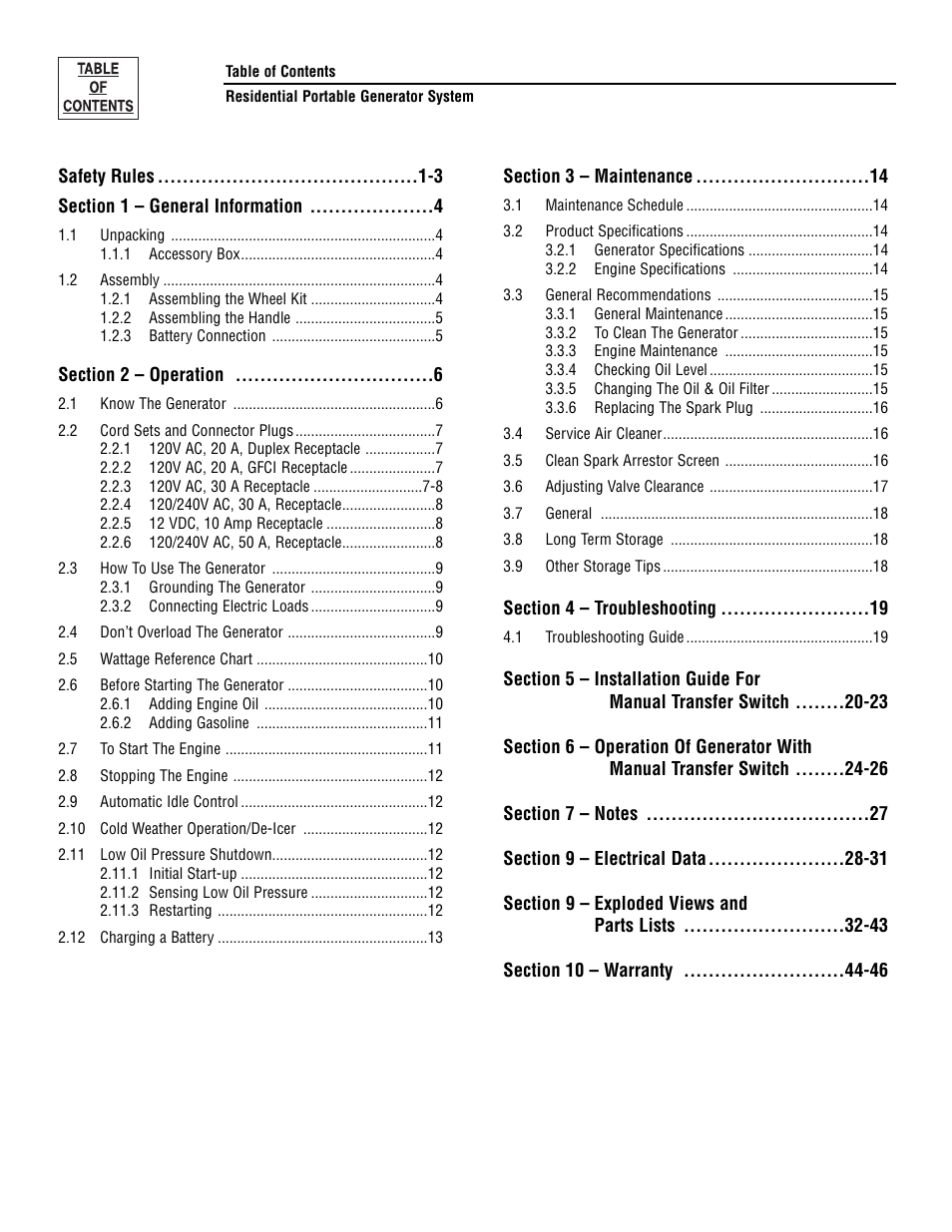 Generac 005308-0 User Manual | Page 2 / 48