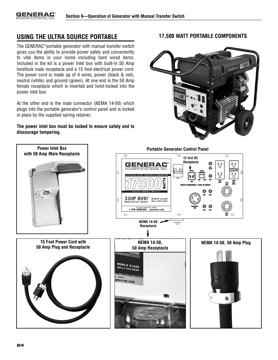 Using the ultra source portable | Generac 005308-0 User Manual | Page 26 / 48