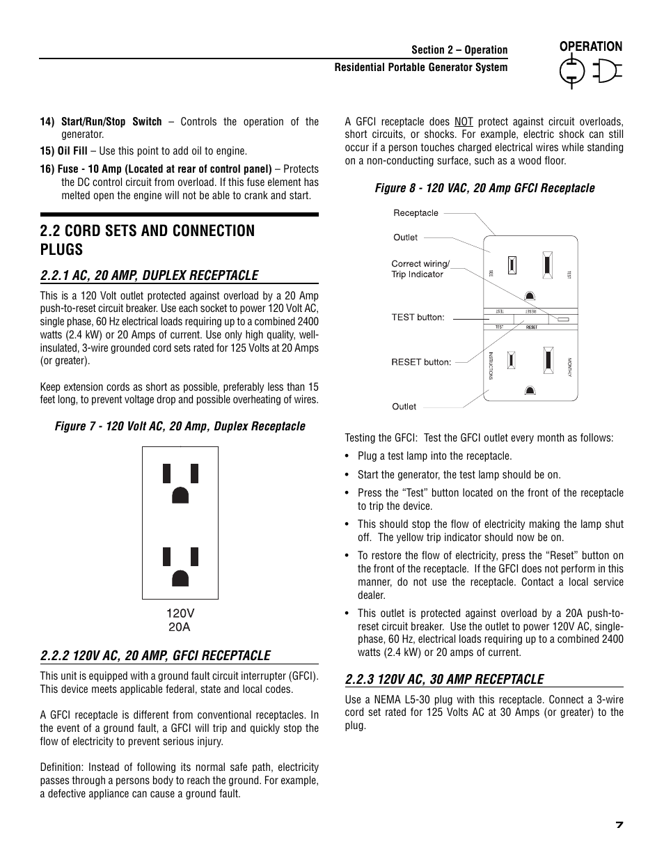 2 cord sets and connection plugs | Generac 005308-0 User Manual | Page 9 / 48