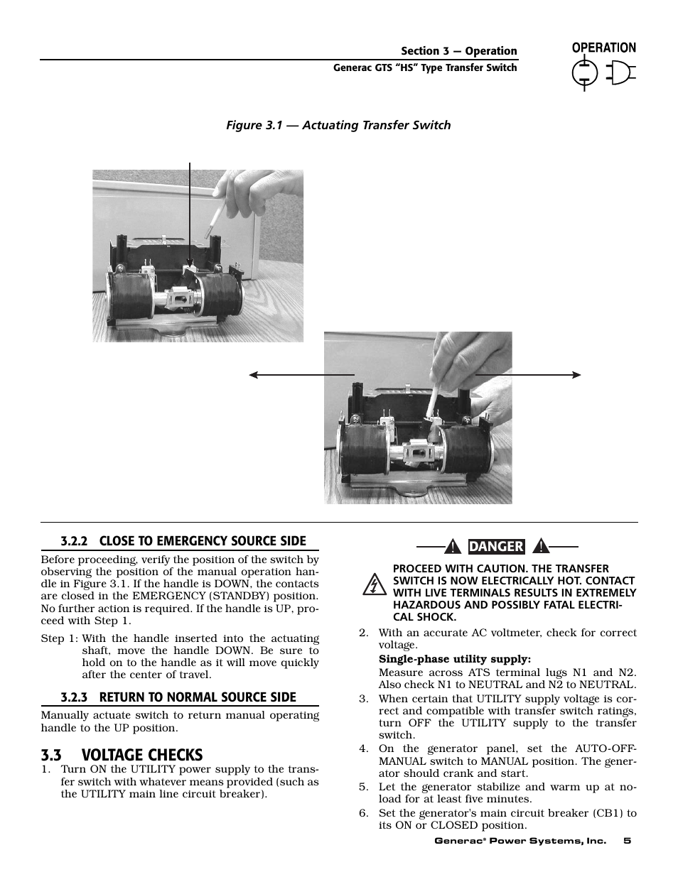 3 voltage checks, Danger | Generac 004678-2 User Manual | Page 7 / 20