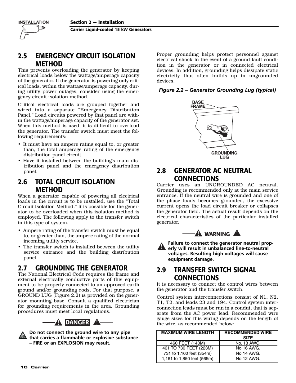 5 emergency circuit isolation method, 6 total circuit isolation method, 7 grounding the generator | 8 generator ac neutral connections, 9 transfer switch signal connections | Generac ASPAS1CCL015 User Manual | Page 12 / 48