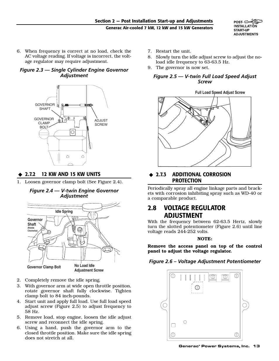 8 voltage regulator adjustment | Generac 04673-2 User Manual | Page 15 / 56