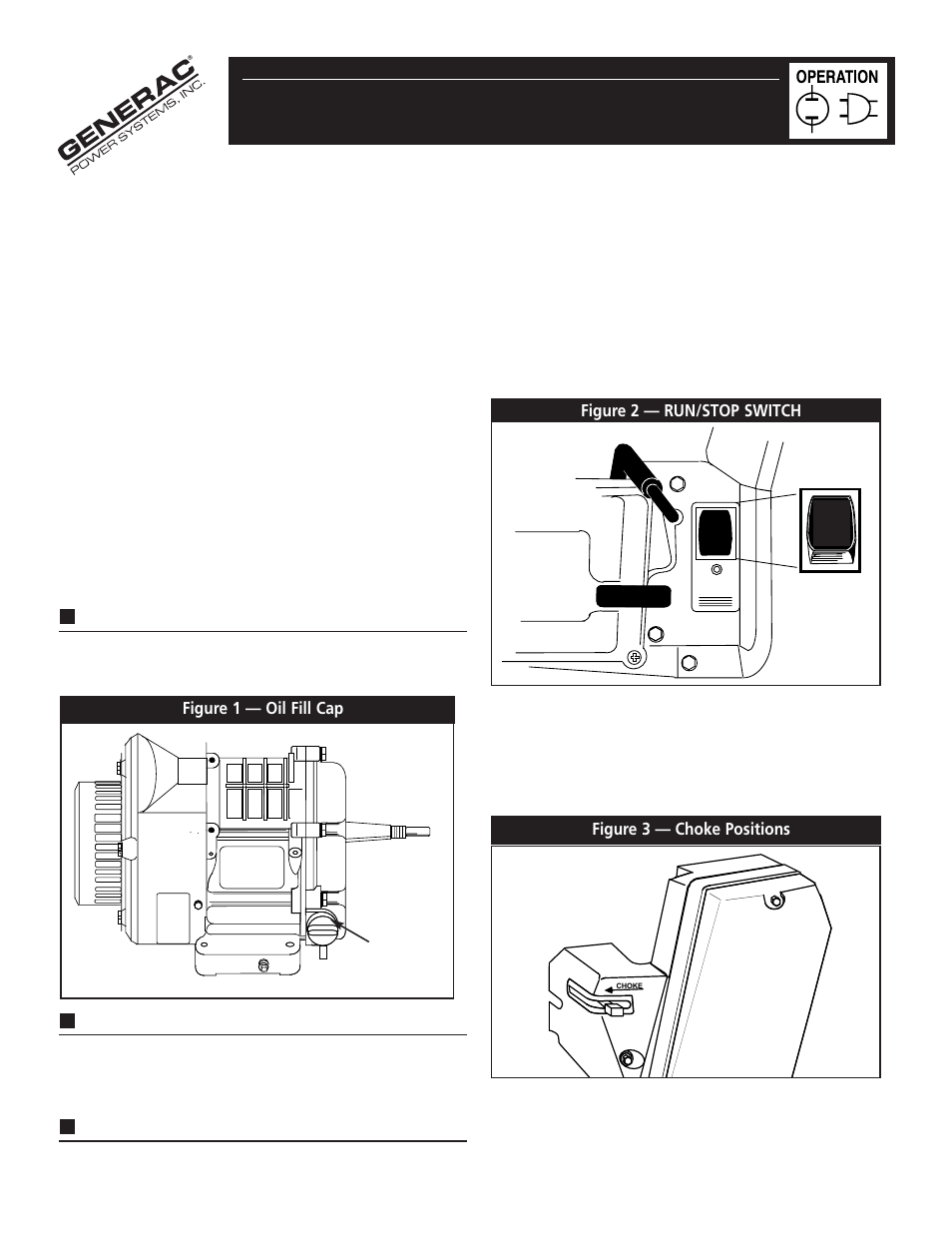 Operation, Operation and maintenance, Before starting the engine | Starting the engine, Adding engine oil, Checking engine oil, Adding fuel | Generac 190/220 User Manual | Page 6 / 24