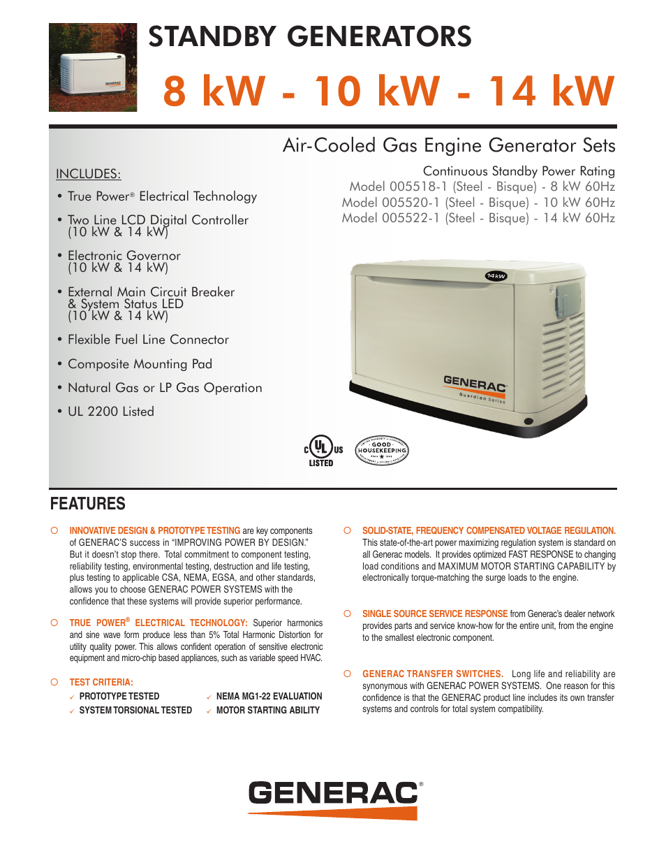 Generac STANDBY GENERATORS 005518-1 User Manual | 4 pages