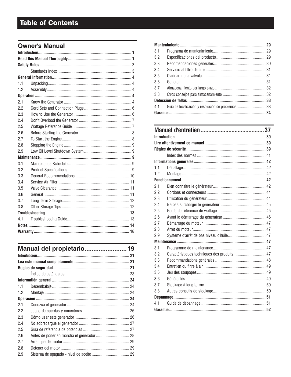 Generac GP 3250 Portable Generator 005982-0 User Manual | Page 2 / 20