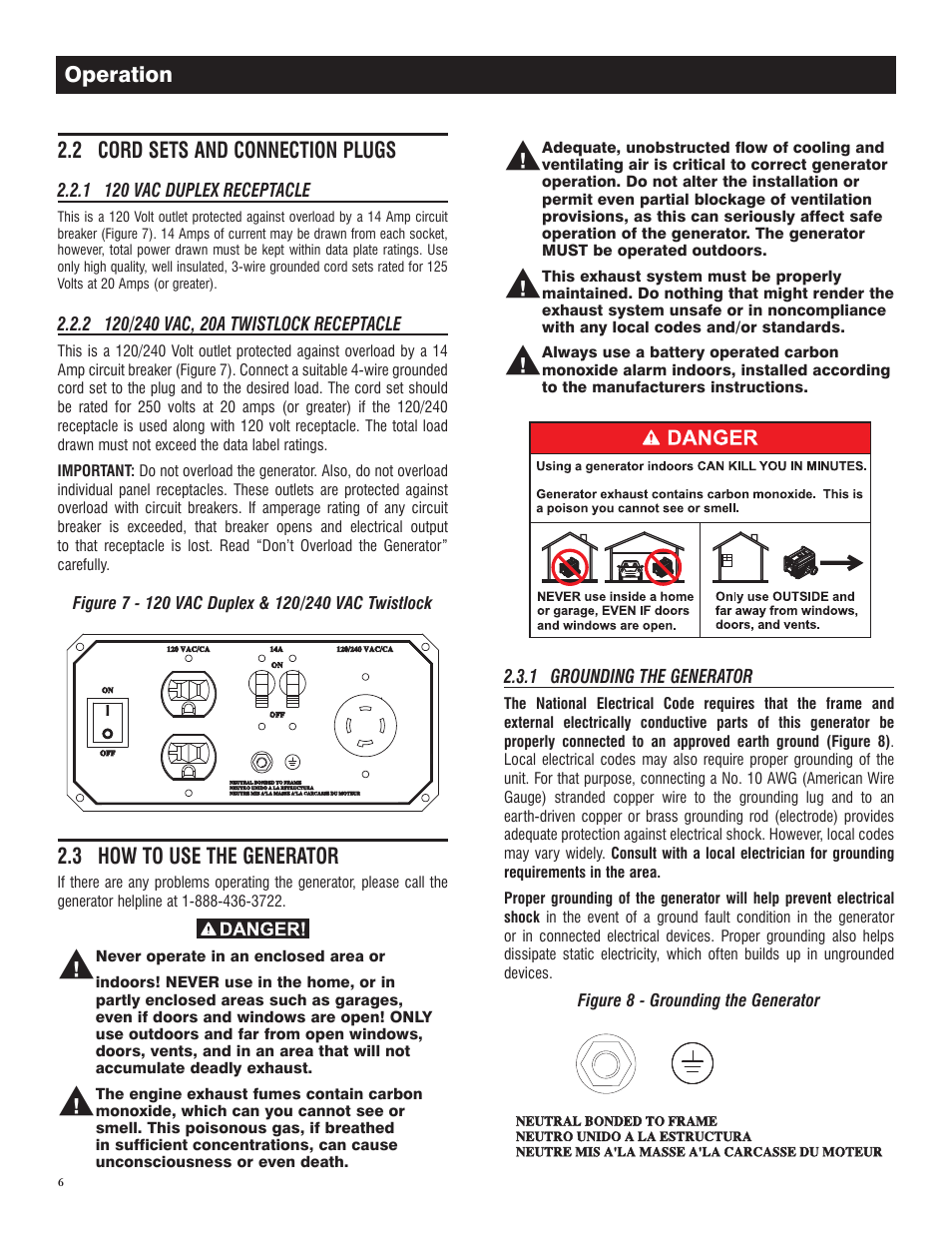 2 cord sets and connection plugs, 3 how to use the generator | Generac GP 3250 Portable Generator 005982-0 User Manual | Page 8 / 20