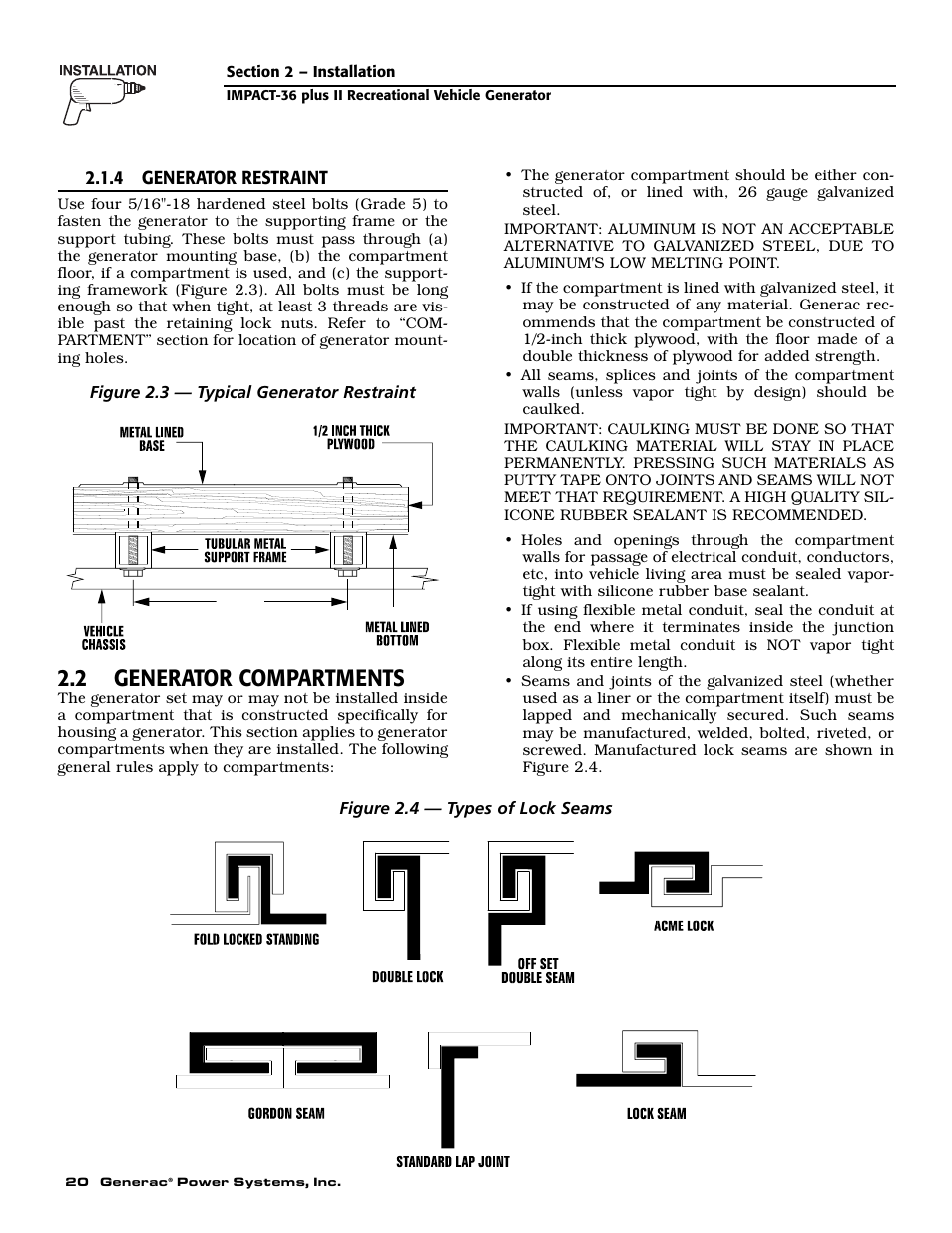 2 generator compartments | Generac 00941-3 User Manual | Page 22 / 52