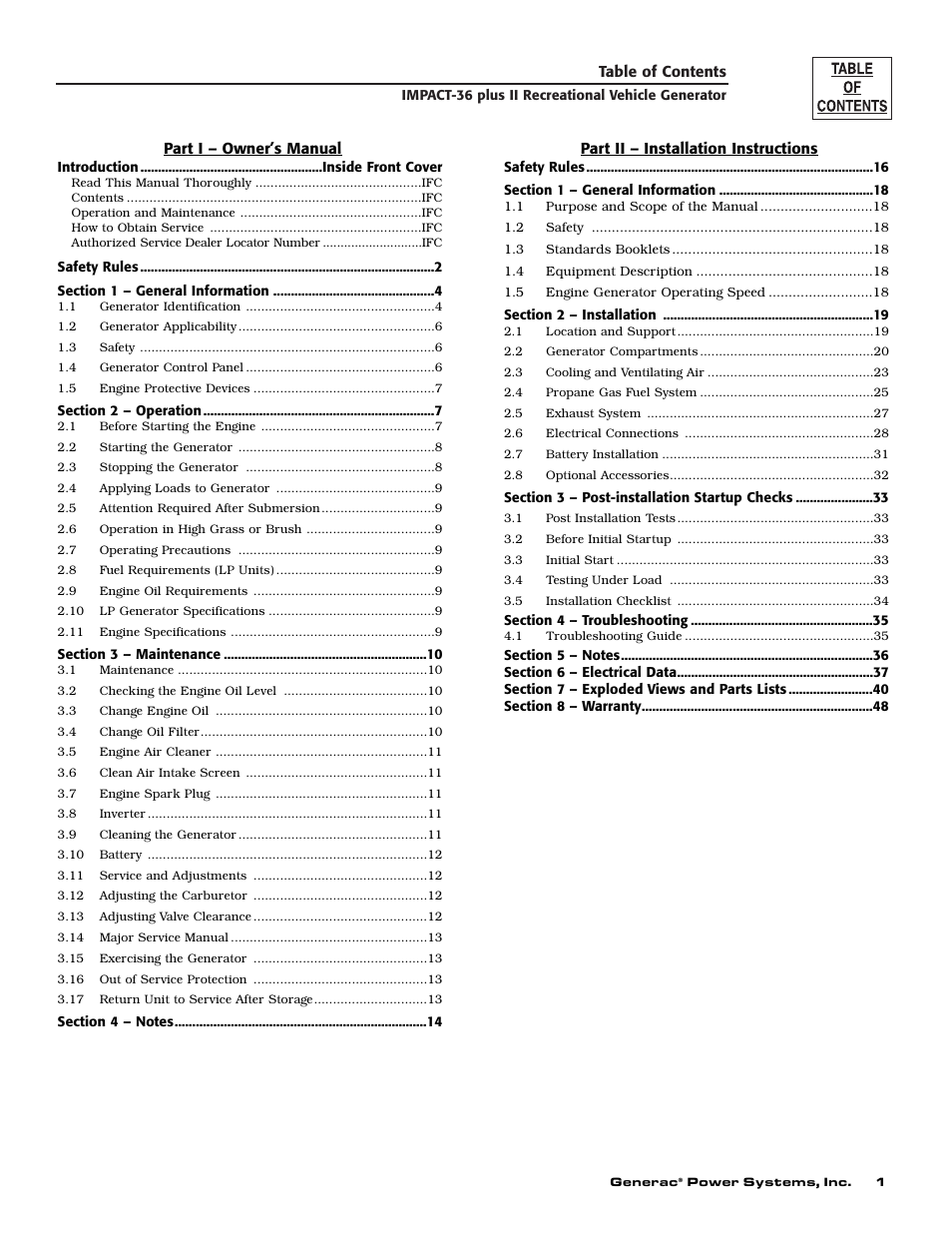 Generac 00941-3 User Manual | Page 3 / 52