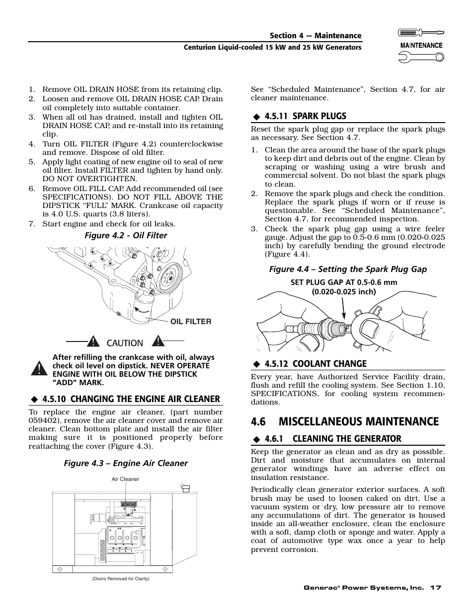 6 miscellaneous maintenance | Generac 004912-0 User Manual | Page 19 / 52