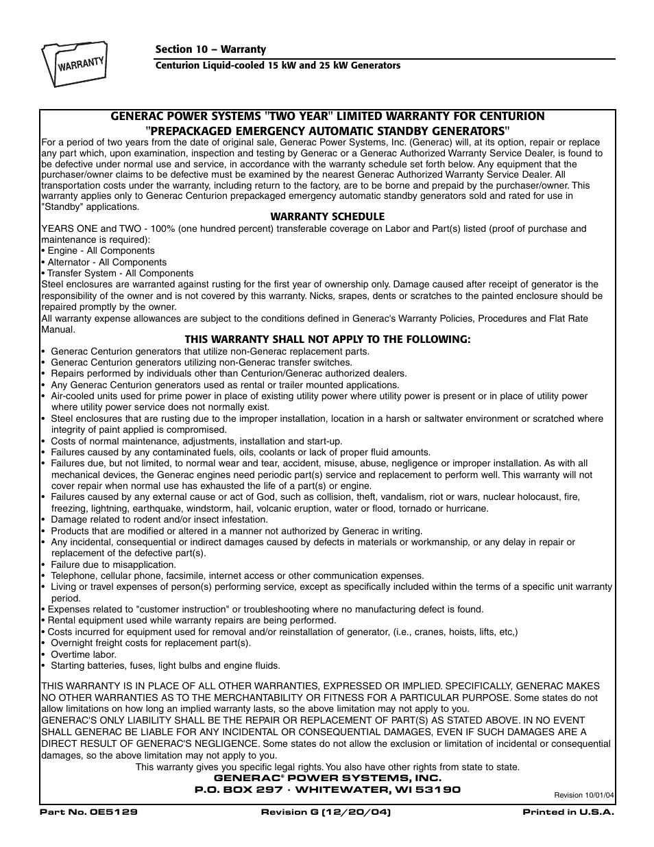 Generac 004912-0 User Manual | Page 52 / 52