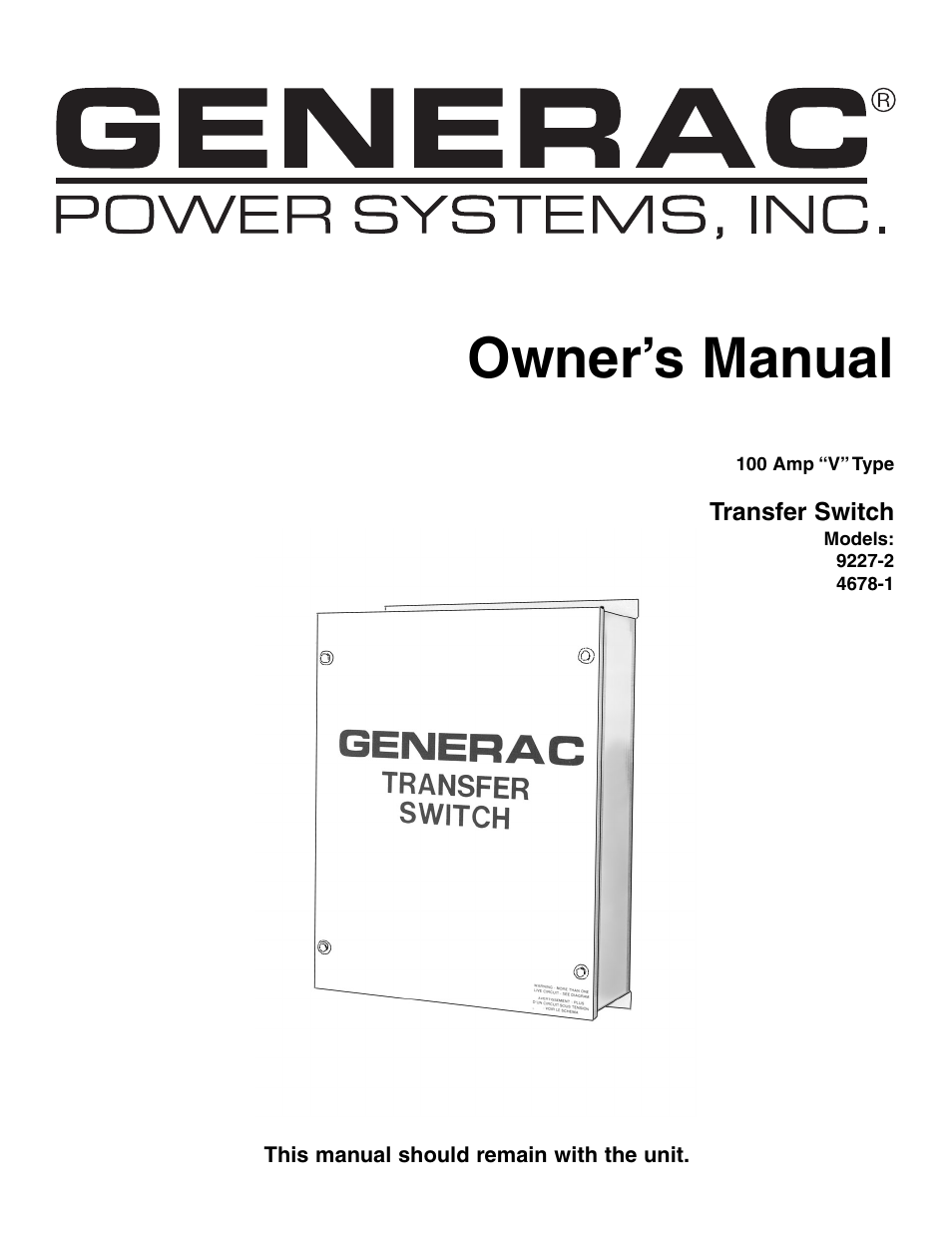 Generac 4678-1 User Manual | 12 pages