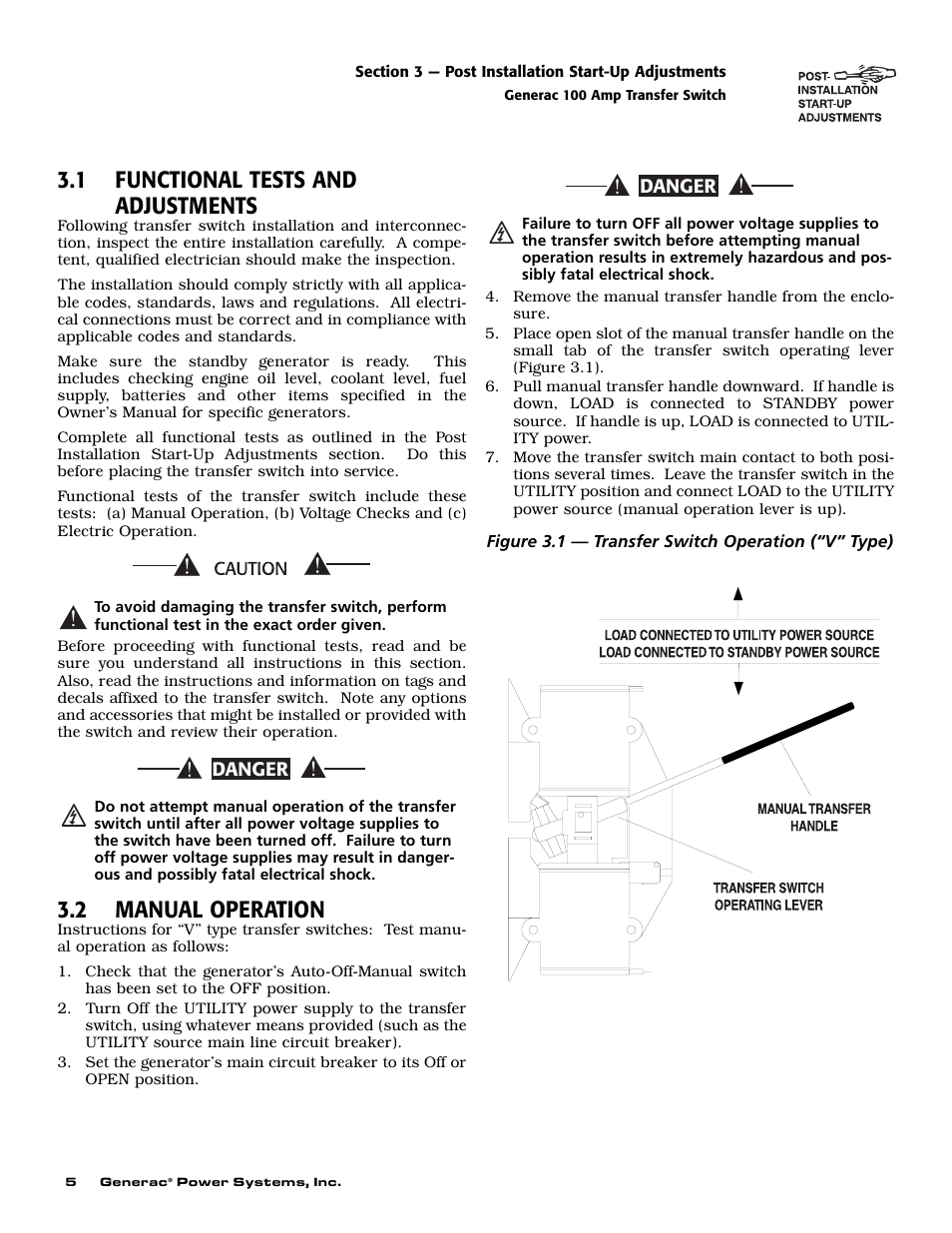 1 functional tests and adjustments, 2 manual operation | Generac 4678-1 User Manual | Page 7 / 12