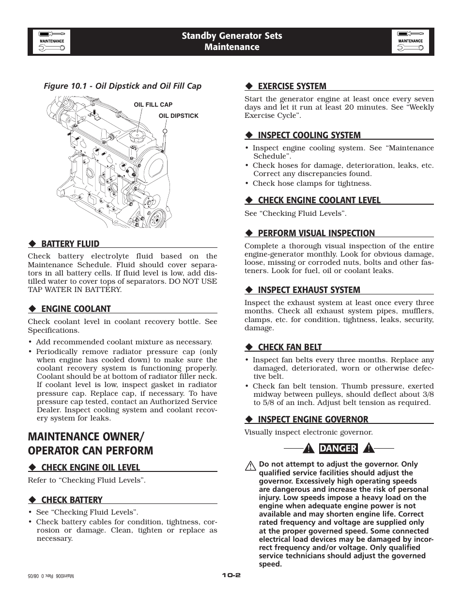 Maintenance owner/ operator can perform | Generac 20kW User Manual | Page 17 / 52