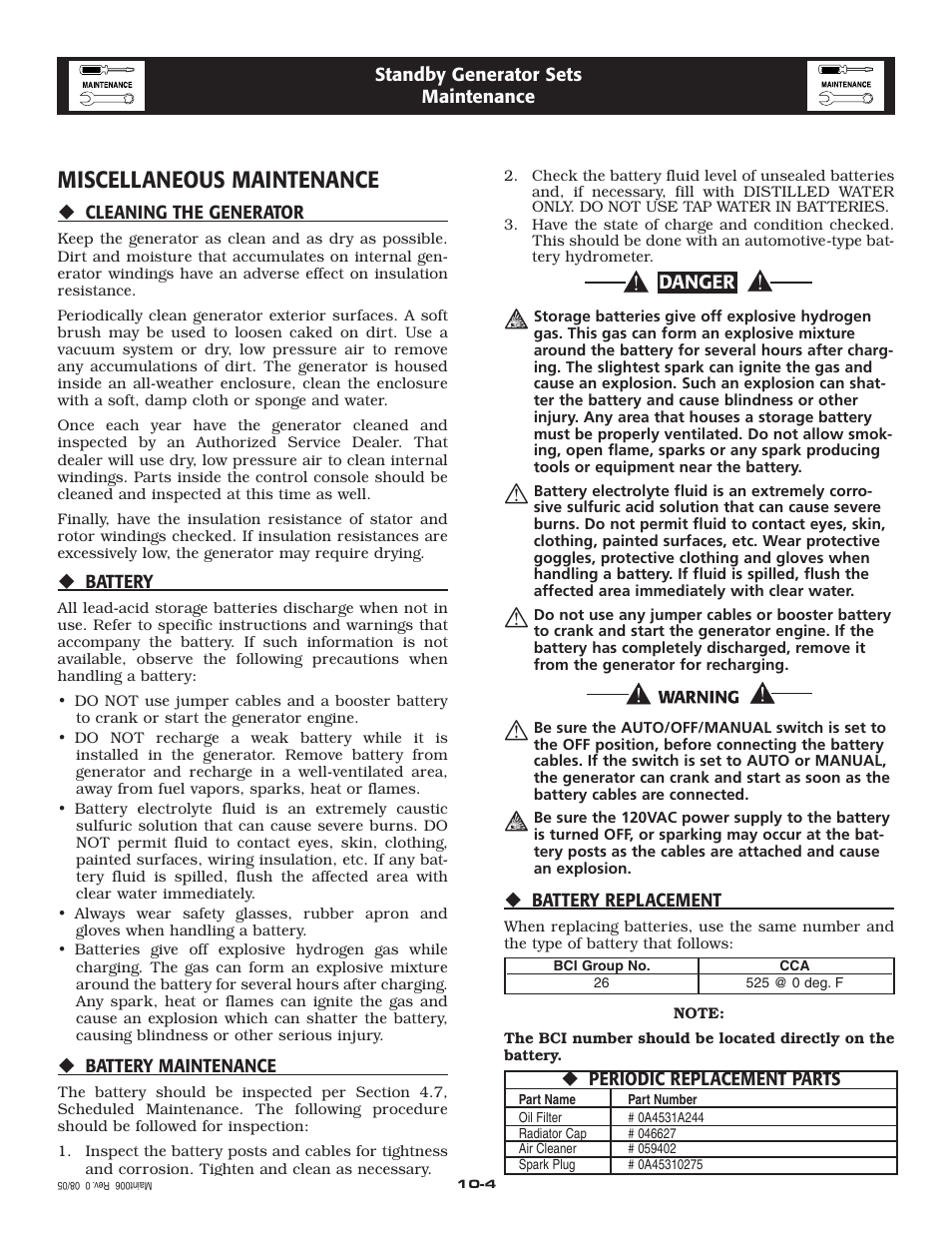 Miscellaneous maintenance | Generac 20kW User Manual | Page 19 / 52