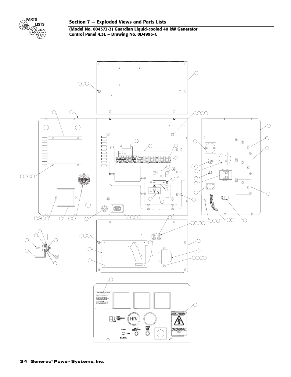 Panel face s, 34 generac, Power systems, inc | Generac 004373-3 User Manual | Page 36 / 64