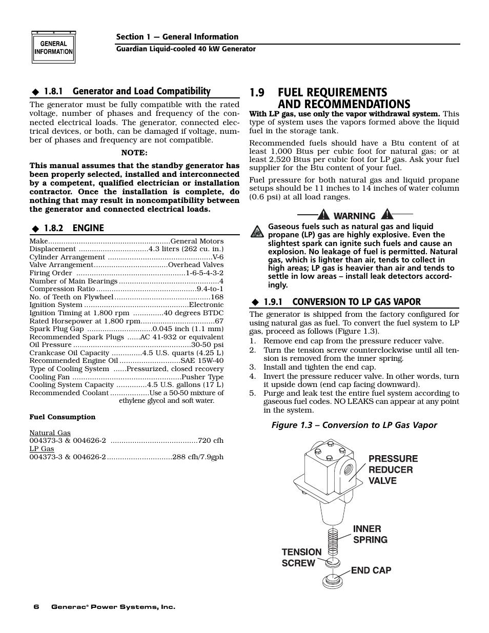 9 fuel requirements and recommendations | Generac 004373-3 User Manual | Page 8 / 64