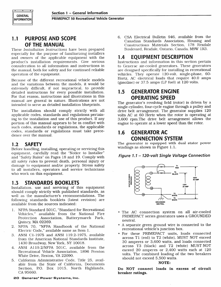 2 safety, 4 equipment description, 5 generator engine | Generac 02010-1 User Manual | Page 22 / 64