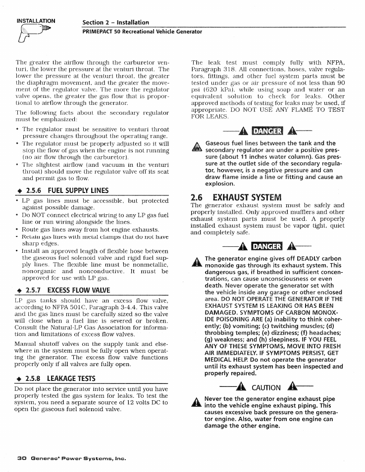 6 exhaust system, Exhaust system | Generac 02010-1 User Manual | Page 32 / 64