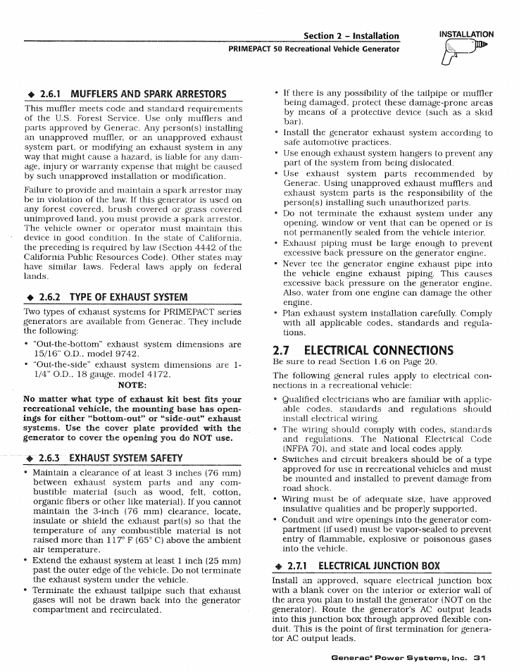 2j electrical connections, Electrical connections | Generac 02010-1 User Manual | Page 33 / 64