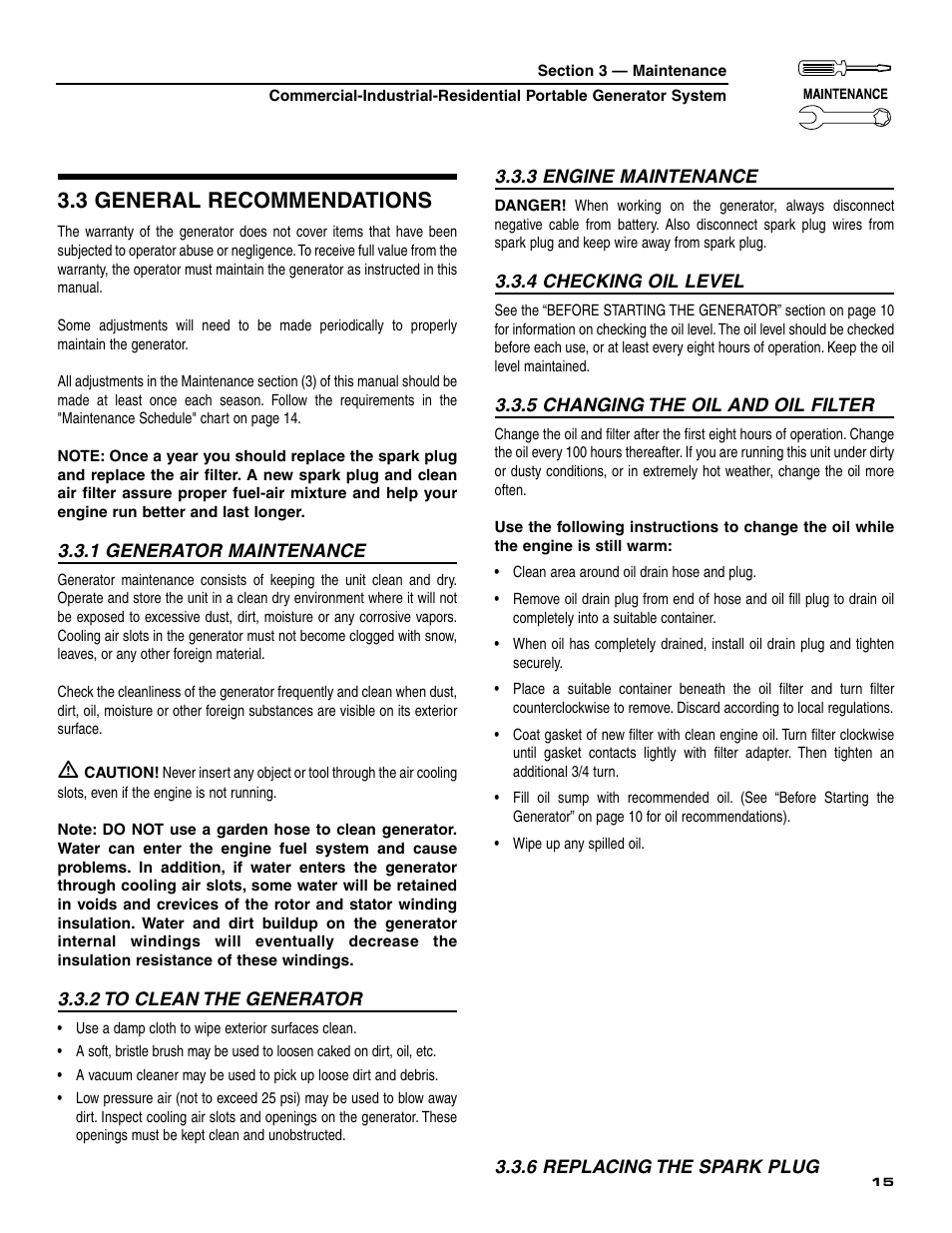 3 general recommendations | Generac 004451 User Manual | Page 17 / 39