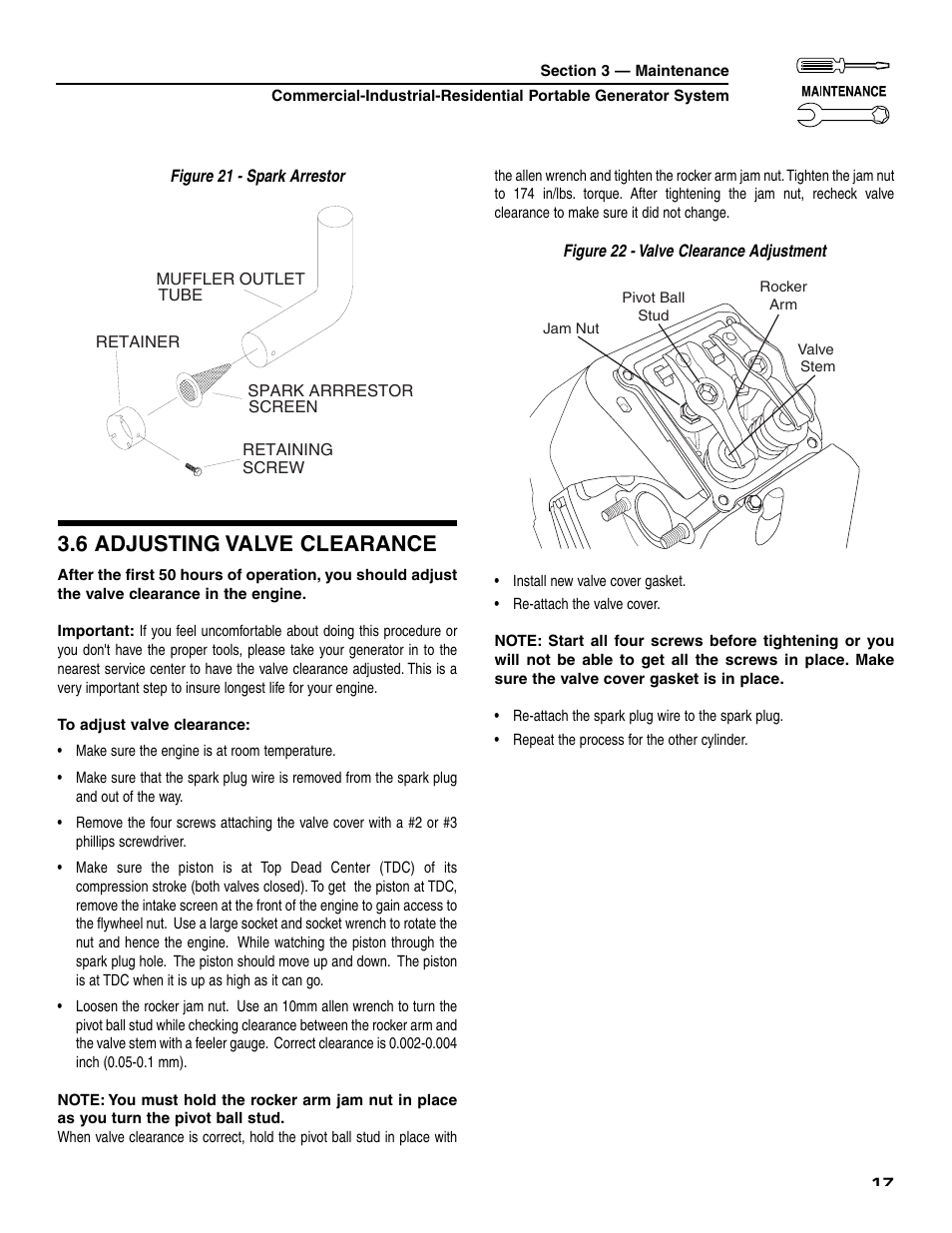 6 adjusting valve clearance | Generac 004451 User Manual | Page 19 / 39