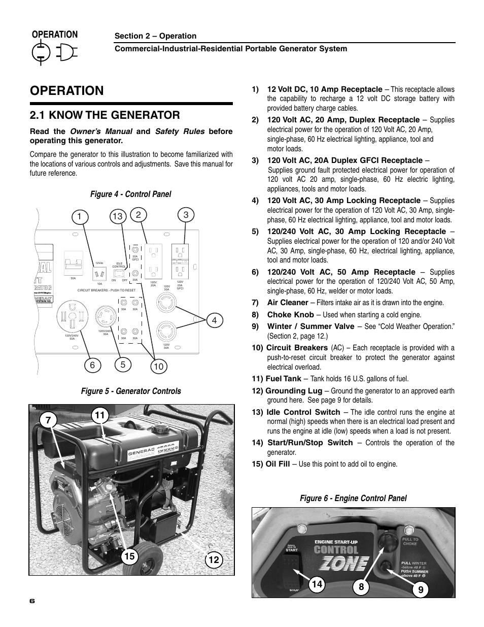 2 - operation, Operation, 1 know the generator | Generac 004451 User Manual | Page 8 / 39