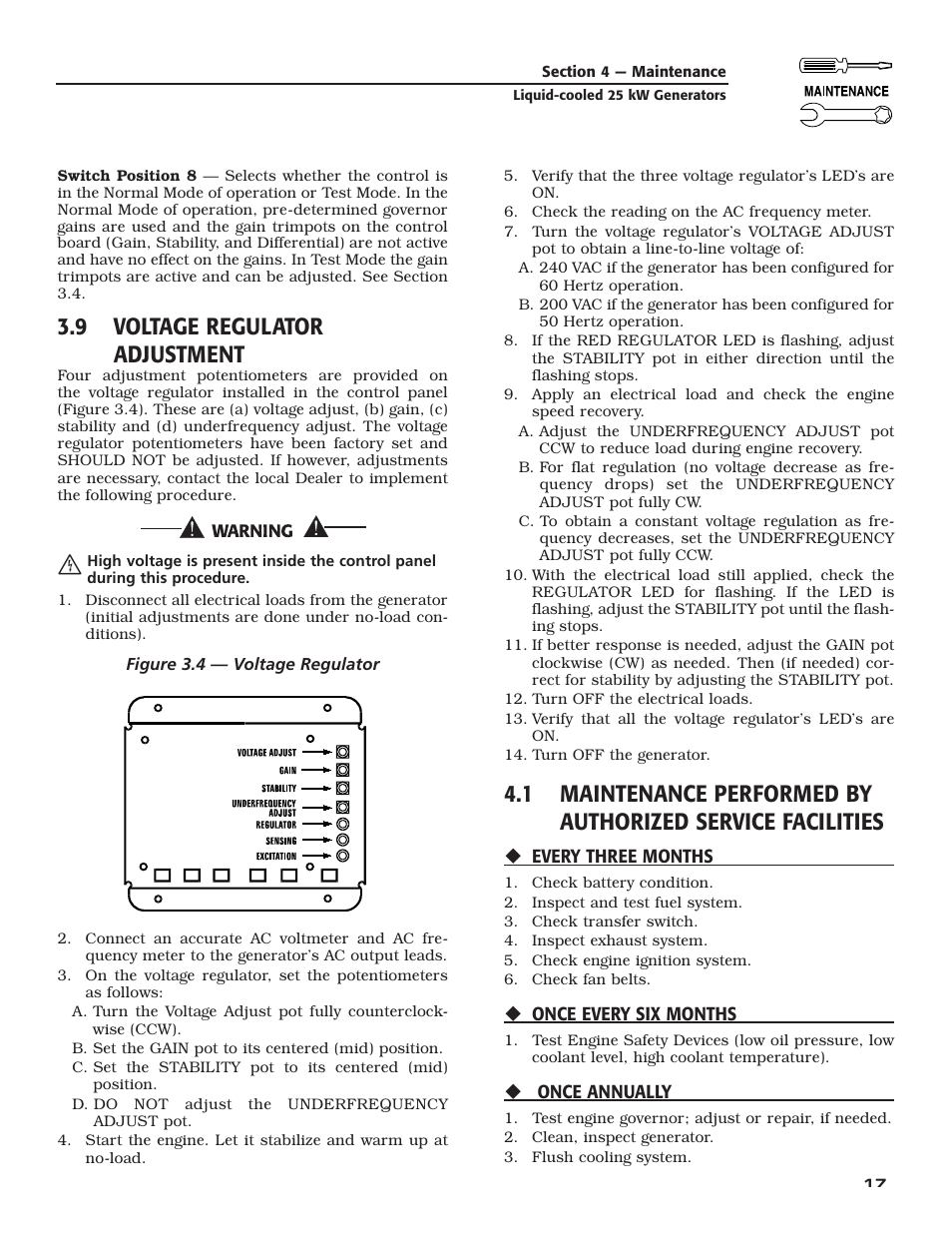 9 voltage regulator adjustment | Generac 005031-2 User Manual | Page 19 / 56