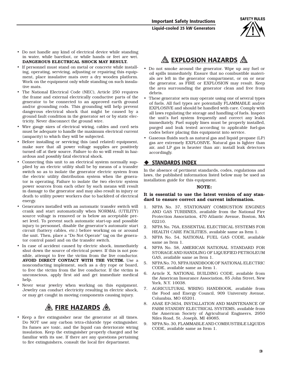 Fire hazards, Explosion hazards | Generac 005031-2 User Manual | Page 5 / 56