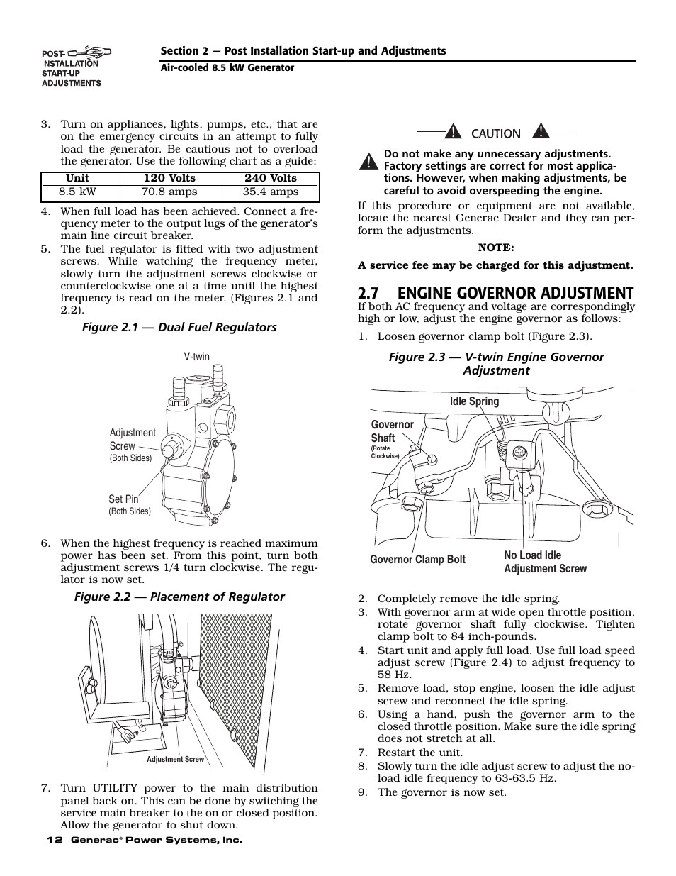 7 engine governor adjustment | Generac 004692-2 User Manual | Page 14 / 52